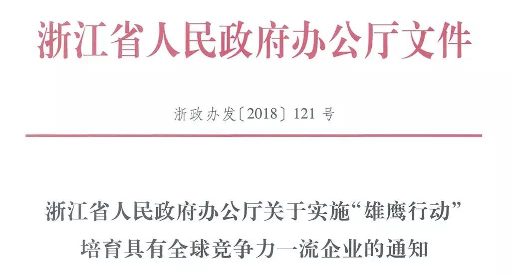 開山集團列入浙江首批“雄鷹企業"培育計劃